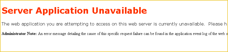 Aspnet-Service Application Unavailable