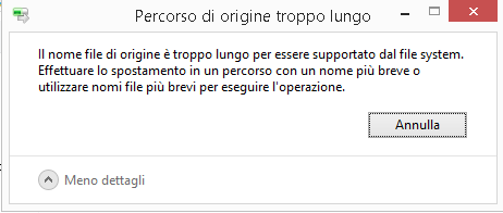 Percorso di Origine Troppo Lungo