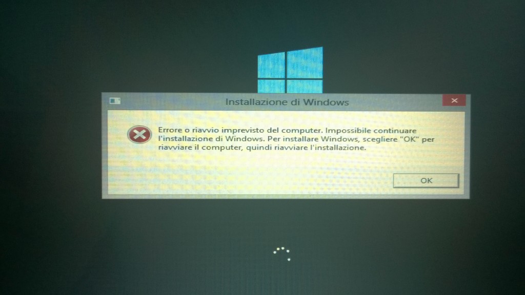 Installazione Windows - Errore o Riavvio Imprevisto